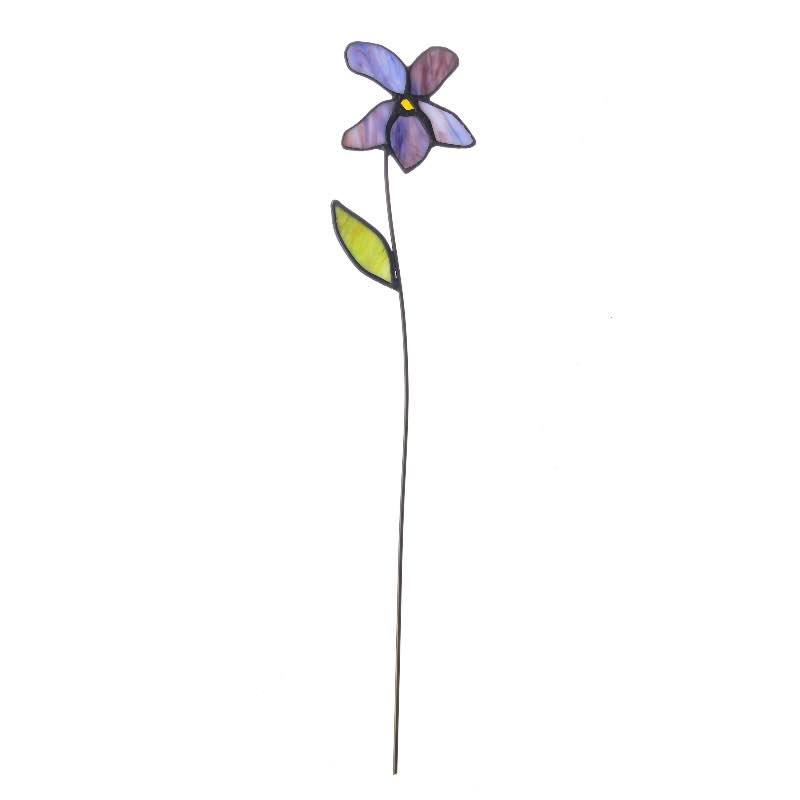 Handcrafted Stained Glass Flower Stakes - Birth Month - February